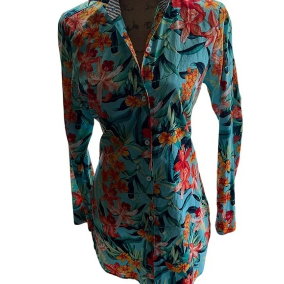 Tommy Bahama Tropical Cotton Tunic Beach Coverup SP - Picture 4 of 8